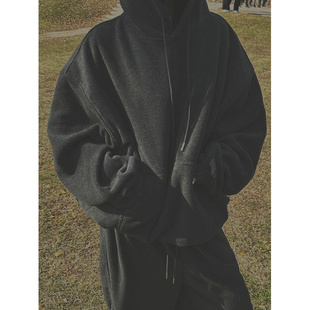 鬼鬼家正品 girl保暖宽松连帽抽绳套头抓绒卫衣女 韩代东大门秋冬