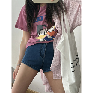 鬼鬼家正品韩代东大门夏 可甜可盐唐老鸭趣味百搭减龄圆领短袖T恤