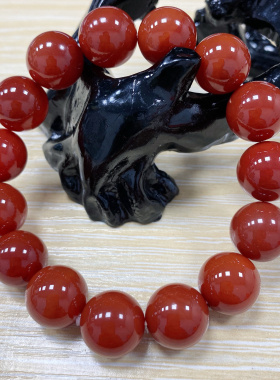 【大佬同款】卡14mm天然宝石级满肉保山柿子红玛瑙南红手串单圈