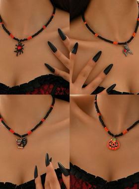 小米珠项链批发欧美跨境哥特暗黑