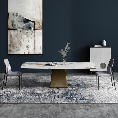 意式轻奢潘多拉岩板餐桌长方形