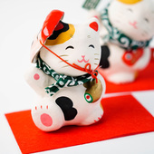 日本一千乃大门屋招财猫咪摆件祝福手工和纸日式 饰 创意开业礼物装