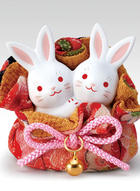 日本药师窑福袋兔子摆件招财福进口和风日式生日送新年祝福礼物