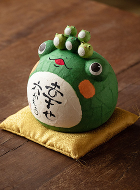 日本进口龙虎堂旅行平安纳福青蛙和纸摆件日式可爱办公桌装饰礼物