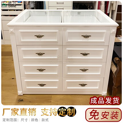 衣帽间收纳柜中岛柜斗柜饰品柜台服装店双面柜珠宝展示柜烤漆岛柜