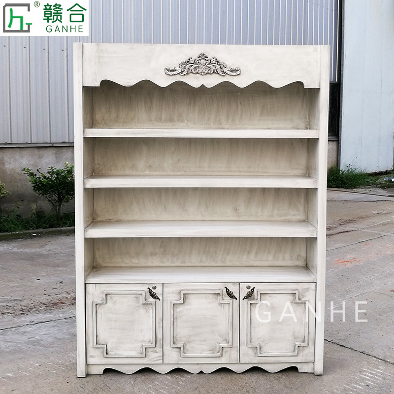 新款复古展示高柜做旧柜台烤漆饰品柜墙柜欧式雕花高柜