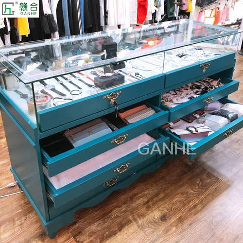 赣合孔雀蓝复古饰品展示柜