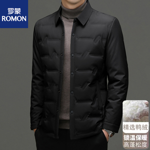 罗蒙专柜款衬衫领轻薄羽绒服男商务休闲外套羽绒衬衫夹克上衣外套