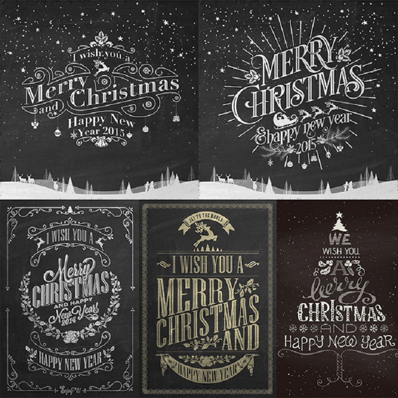 JR11欧美黑板粉笔风格圣诞节英文字母排版海报模板AI矢量设计素材