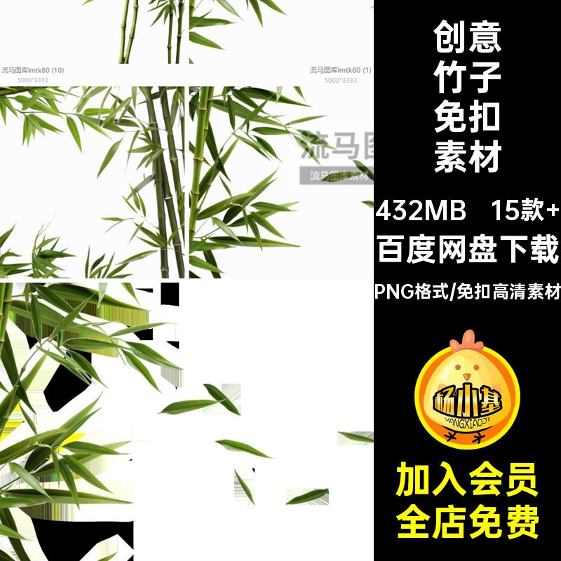 创意简约高清竹叶竹子竹林叠加背景元素图片PNG免扣设计素材模板