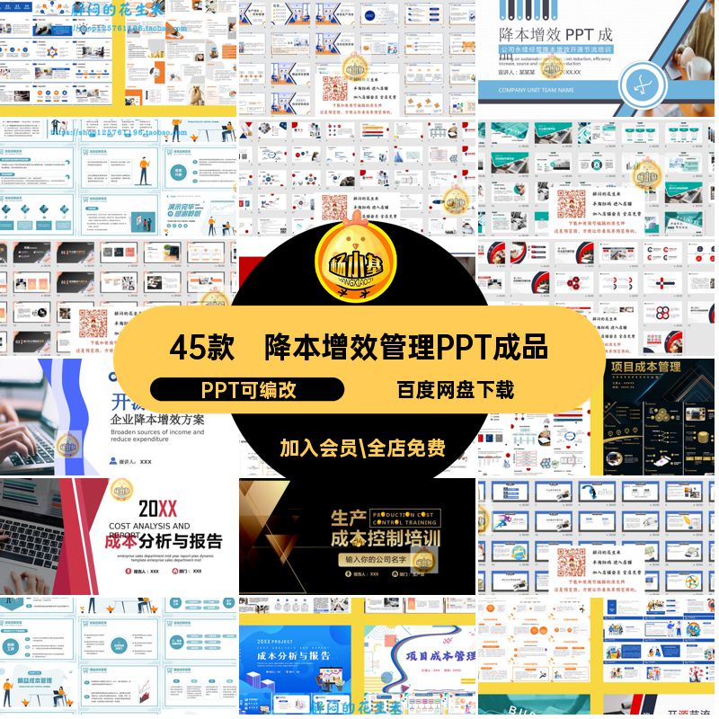 45款开源节流管理PPT成品PPT可编改ppt降企业控制成本成本管理