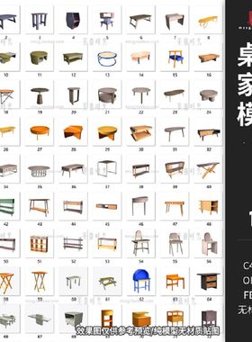 141个室内桌子家具置物架茶几c4d模型3D立体fbx素材obj格式无材质