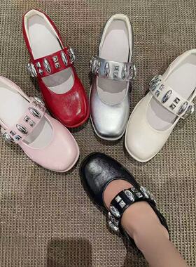 一点五8.5CM拖踩两穿增高凉鞋2025夏新款甜美糖果色时装真皮女鞋