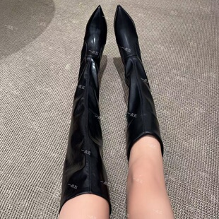 黑色女鞋 气质尖头经典 11CM高跟靴2025年秋冬新款 一点五增高13