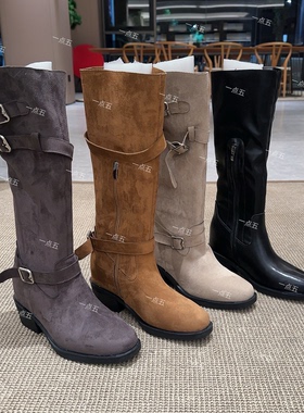 一点五增高13CM女士长靴翻毛真皮隐形靴子经典隐形百搭秋冬新款