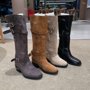 一点五增高13CM女士长靴翻毛真皮隐形靴子经典隐形百搭秋冬新款