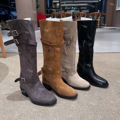 一点五增高13CM女士长靴翻毛真皮隐形靴子经典隐形百搭秋冬新款