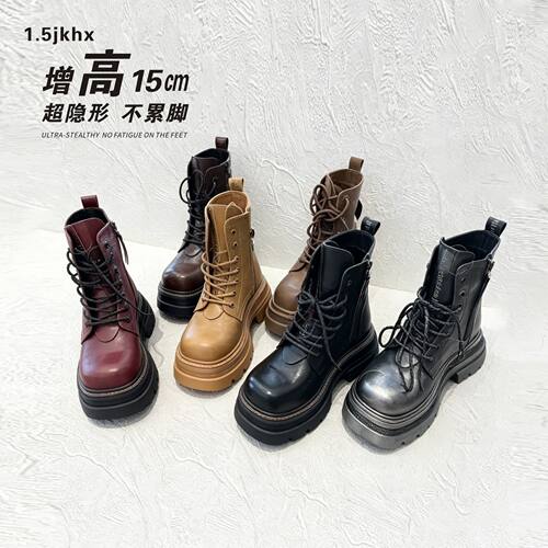 系带隐形增高经典定制款马丁短靴