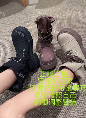 一点五增高13厘米西部工装靴子女士原创定制款帆布长筒鞋秋新款