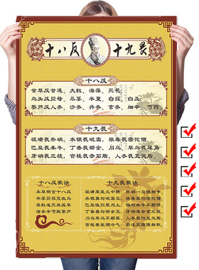 中医文化贴画中药配伍禁忌海报十八反十九畏宣传画医院药房装饰画