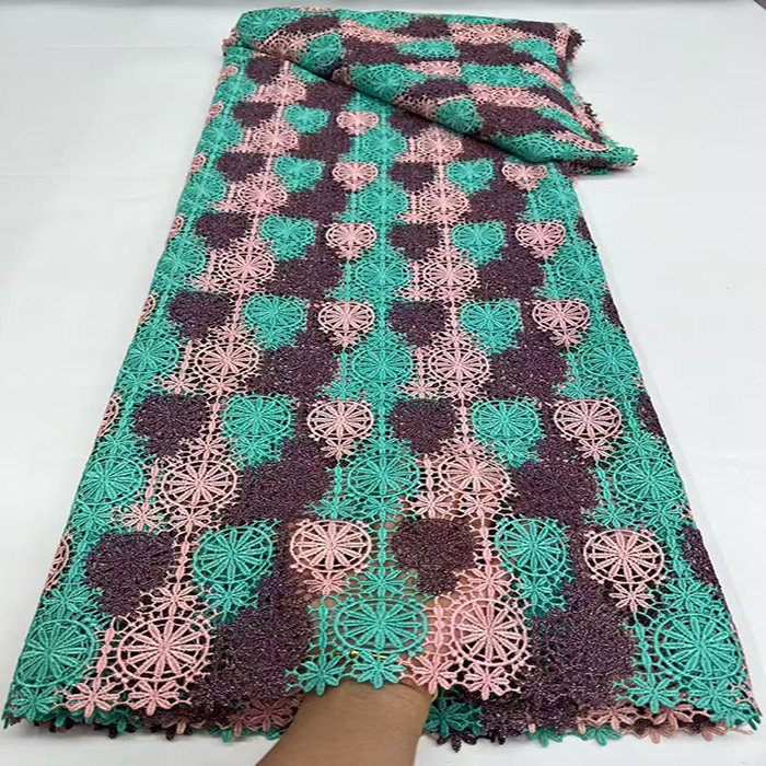 水溶刺绣牛奶丝绣花布婚纱礼服连衣裙非洲面料cord Lace Fabric