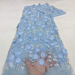 珠管珠片绣泡珠绣蕾丝花边辅料婚纱礼服亮片面料beads 新款 lace