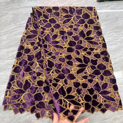 非洲花边水溶蕾丝绒布绣时装裙面料African Guipure Cord Lace