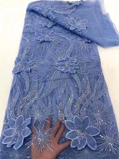 网布婚纱礼服连衣裙蕾丝2022亮片网纱绣花布料珠管刺绣花边网纱