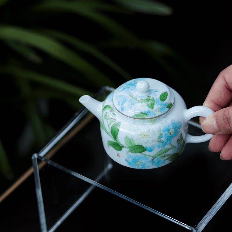 如梦令 工笔手绘紫薇花茶具系列画瓷的武才人