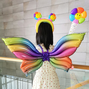 蝴蝶翅膀气球充气背饰儿童夜市摆摊网红天使儿童生日派对拍照道具