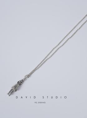 纯银骷髅吊坠罗志祥同款项链