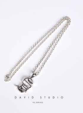 david纯银925纯银实心做旧情侣环形项链男女款个性百搭ins推荐