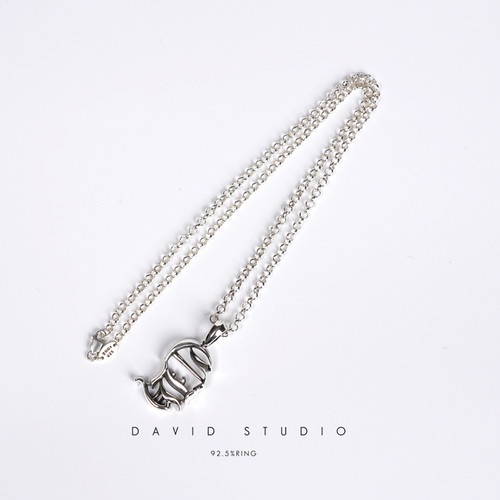 david纯银925纯银实心做旧情侣环形项链男女款个性百搭ins推荐
