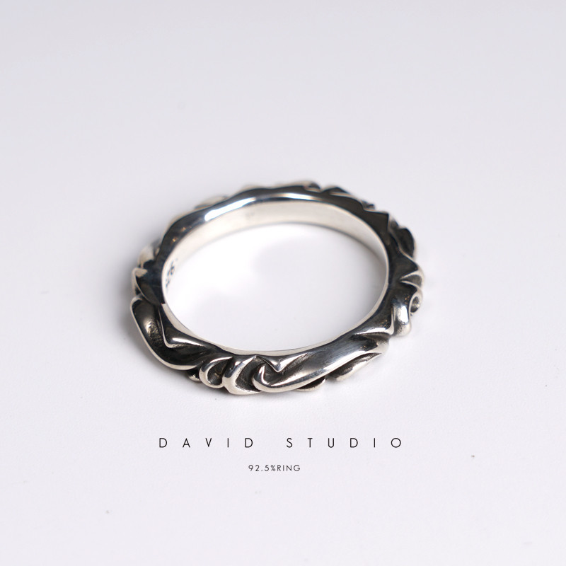 david尅罗心925纯银ins情侣对戒