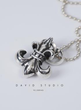 纯银船圆珠经典朋克做旧吊坠