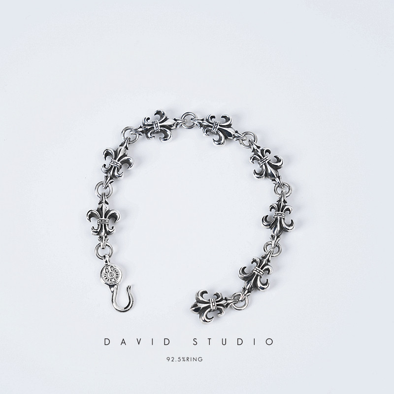 davidstudio925纯银船锚童军花图片