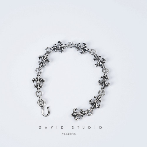 davidstudio925纯银船锚童军花