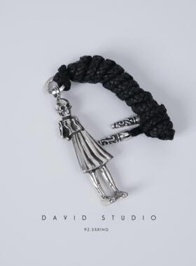 davidstudio925纯银骷髅皮绳