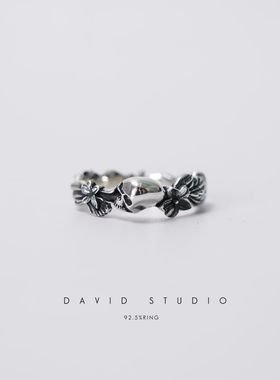davidstudio925纯银藤花骷髅头