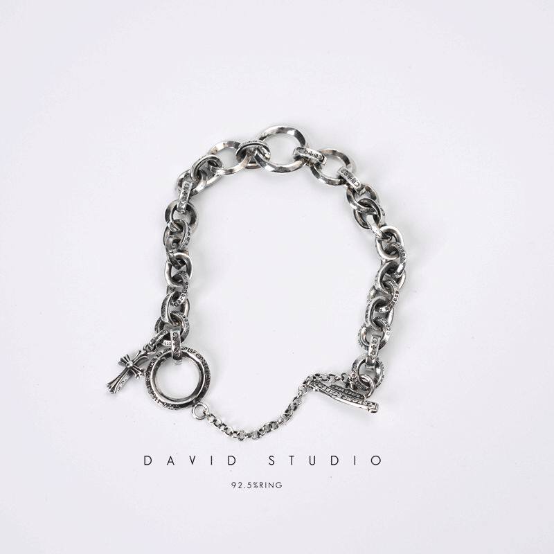 davidstudio925纯银十字架手链图片