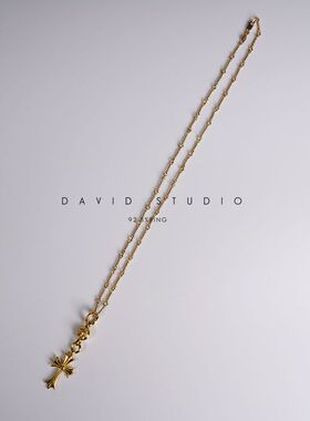 david 定制实心22k真金定制黄金十字架情侣ins推荐网红女款项链