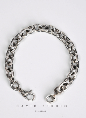 david尅罗心925纯银ch刻字手链