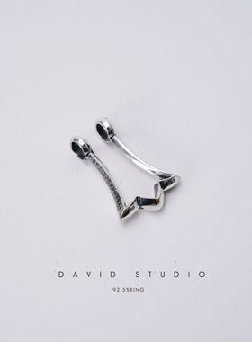 纯银不规则可搭配悬挂机车风戒指