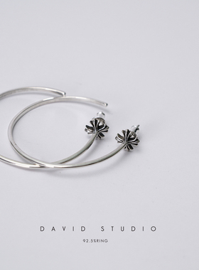 Davidstudio925纯银十字架军花