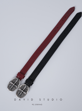 纯银十字架真皮手环男女同款