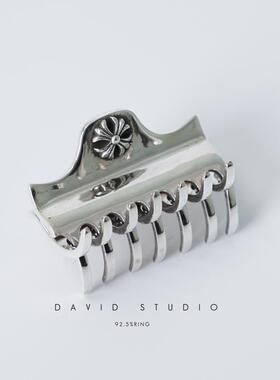 davids925纯银女款做旧头发夹