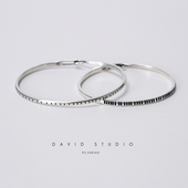 David studio925纯银手工压印简约手镯手环werkstatt munchen小众