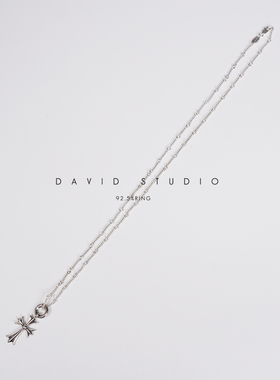 davids925纯银双面ins做旧项链