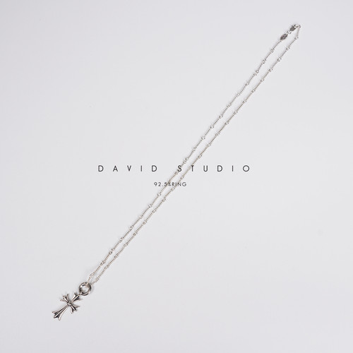 davids925纯银双面ins做旧项链