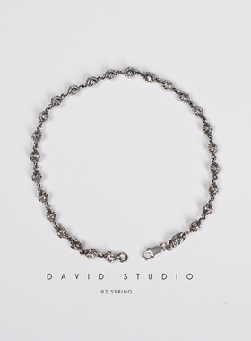 手链davids925十字架圆珠做旧